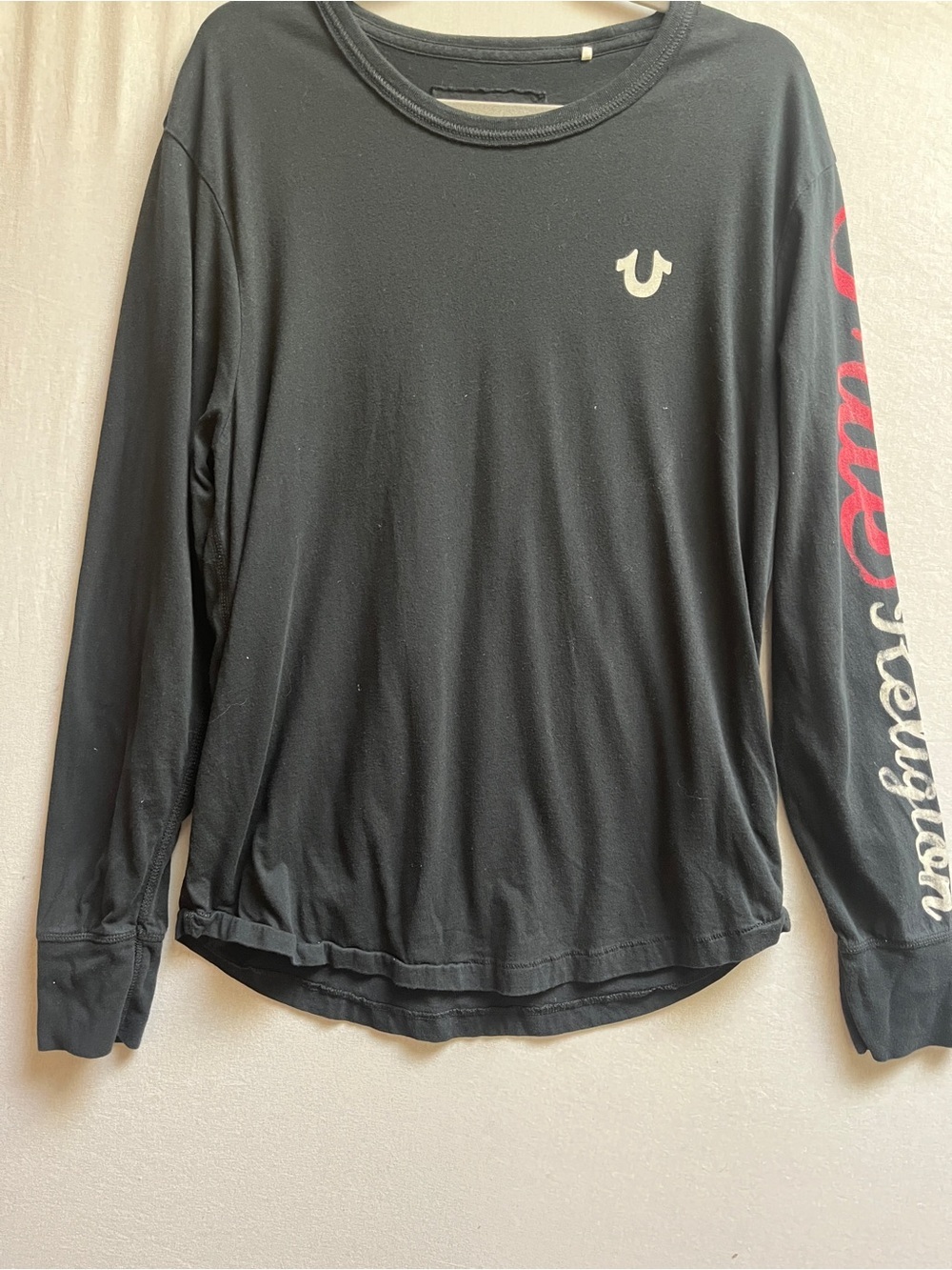 True Religion Horseshoe Logo Spellout Long Sleeve T-Shirt Size M